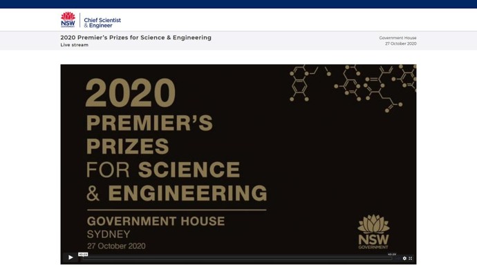 2020 NSW Premier's prizes stream on Mediahouse Attend plattform