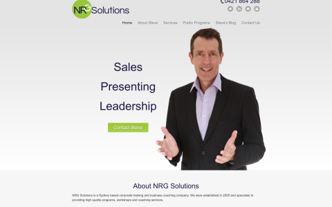 NRG Solutions website desktop view
