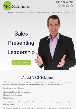 NRG Solutions website tablet view