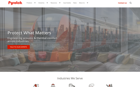 Pyrotek website desktop view
