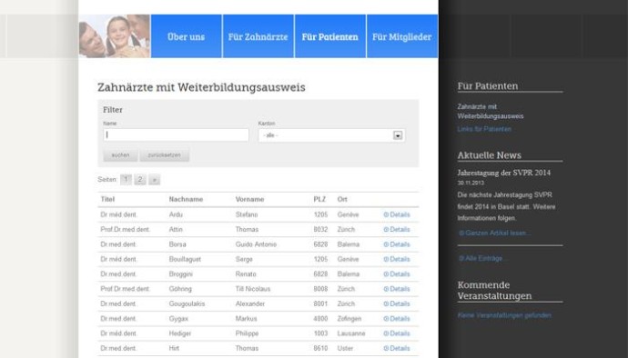 members list page